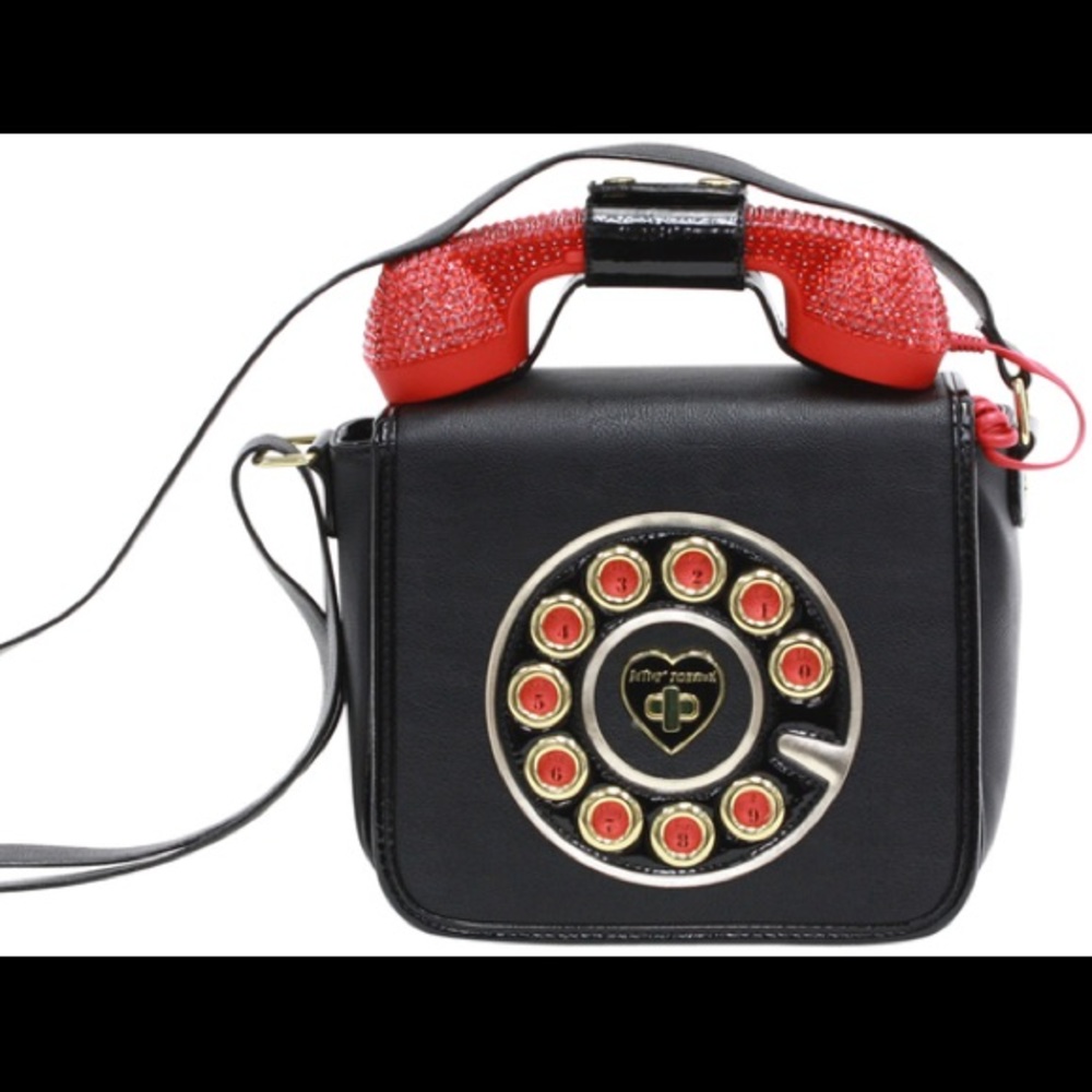 Betsey Johnson Women's Kitsch Call Me Rhinestone Phone Crossbody Handbag